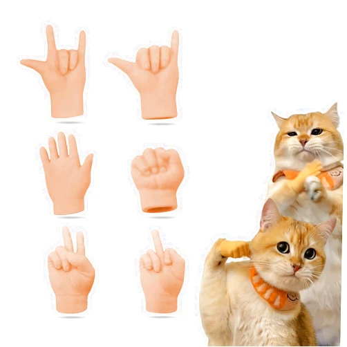 RYAOLFLY Mini Hands for Cats, Mini Human Hands for Cats Stretchable Hands Cat Toy, Funny Tiny Hands for Cat Massage, Finger Gloves for Cats.