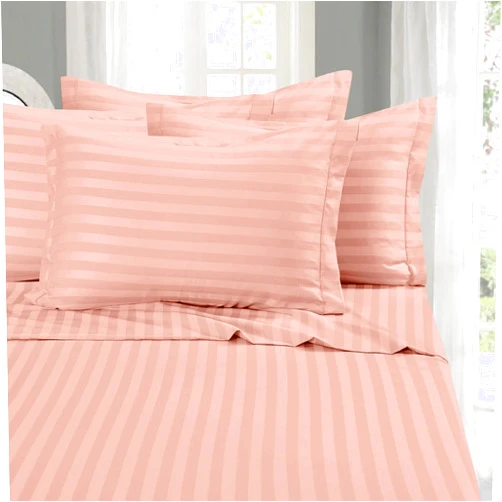 Elegant Comfort Softest and Coziest 6-Piece Sheet Set - 1500 Premium Hotel Quality Microfiber - Deep Pocket, Wrinkle Resistant 6-Piece Damask Stripe Bed Sheet Set, California King, Dusty Rose
