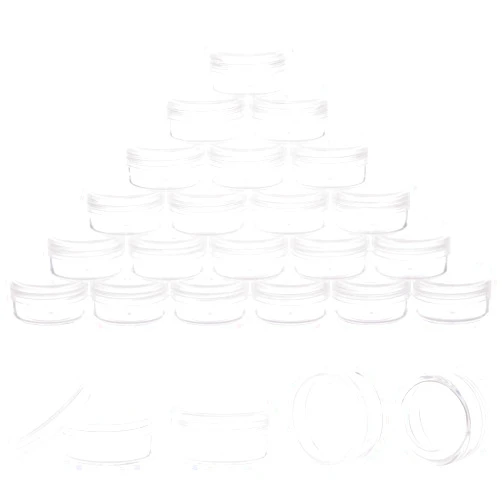 ZIZEMOJA Tiny Cosmetic Containers, 3 Gram 50Pcs Sample Containers with Lids, BPA Free Clear Sample Jars for Makeup, Lotion, Eye Shadow, Powder, and Lip Balm