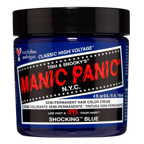 MANIC PANIC Shocking Blue Hair Dye - Classic High Voltage - Semi Permanent Dark Cobalt Blue Hair Color - Vegan, PPD and Ammonia Free (4oz)