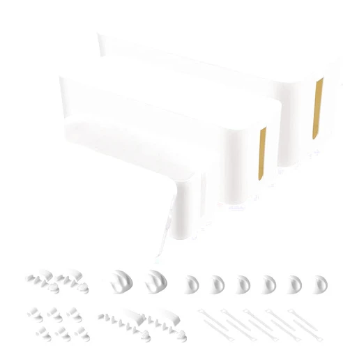 Chouky Cable Organizer Box Set of Three, Power Cover Cord Holder Surge Protector for Desk (White)