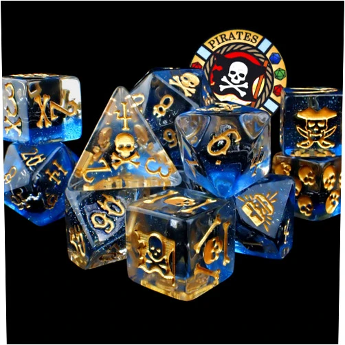 KING OF CRITS Pirates Plunder 11 Dice Set | Swashbuckler Polyhedral Dice Set | Buccaneer, Blackbeard, and Anne Bonny DND MTG Tabletop Board Game Dice