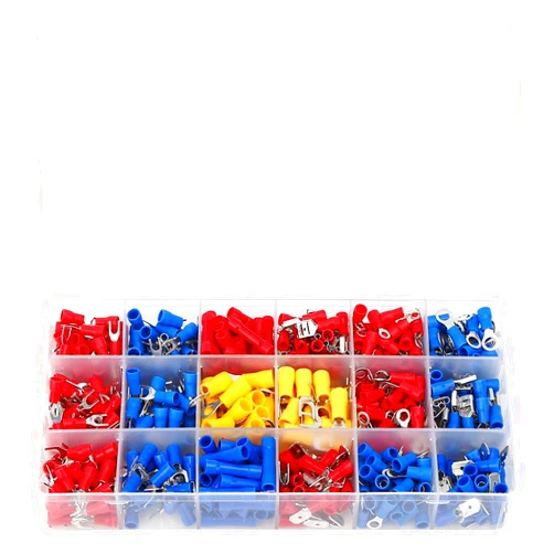 Estink 520PCs Cold Pressed Terminal, Insulated Quick Wire Electrical Connectors Electrical Crimp Cold Pressed Terminals Assortment Kit for Electrical Equipment Fork Ring Spade