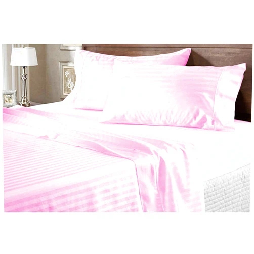NJSR Textiles 800 Thread Count 100% Egyptian Cotton Stripe Sheet Set 16-18 Inch Deep Pocket Bedding Collection Bed Sheet (Queen, Pink Stripe)