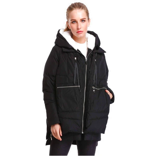 FADSHOW Women's Winter Thickened Down Jackets Long Down Coats Warm Parka with Hood