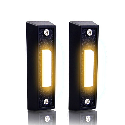 Abvsdu 2 Pcs Lighted Doorbell Button, Wired Door Bell Push Button Replacement Door Bell Push Buttons LED Door Chime Wall Mounted Doorbell Switch Garage Doorbell Button (Warm Light)