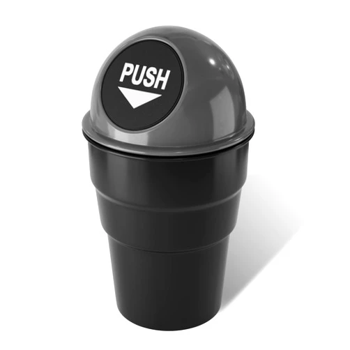Moeput Mini Car Trash Can Cute Cup Holder Automotive Garbage Cans Cupholder Trashcan Portable Vehicle Bin Dustbin with Lid Leakproof Cool for Office Desktop Home Kitchen (Grey)