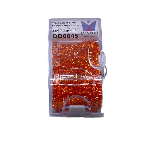 Miyuki Delica Cylinder/Seed Beads DB0045/DB045/DB45 Transparent Silver Lined Orange 11/0 7.2 Grams