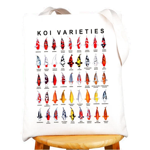 G2TUP Koi Varieties Tote Bag Koi Fish Lover Gifts Yin Yang Japanese Koi Fish Gifts Carp Fish Shoulder Bag