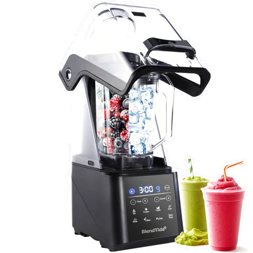 BlendTide Commercial Blender, 1500W Vacuum Blender for Less Foam, Professional-Grade Quiet Shield, Kitchen Timer, 9 Speeds, 6 Programs for Smoothies, Frozen Drinks, Self-Cleaning, 64oz Bulk Production