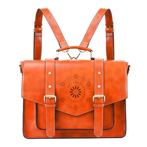 ECOSUSI Backpack for Women Briefcase Messenger Laptop Bag Vegan Leather Satchel Work Bags Fits 15.6 inch Laptops, Brown