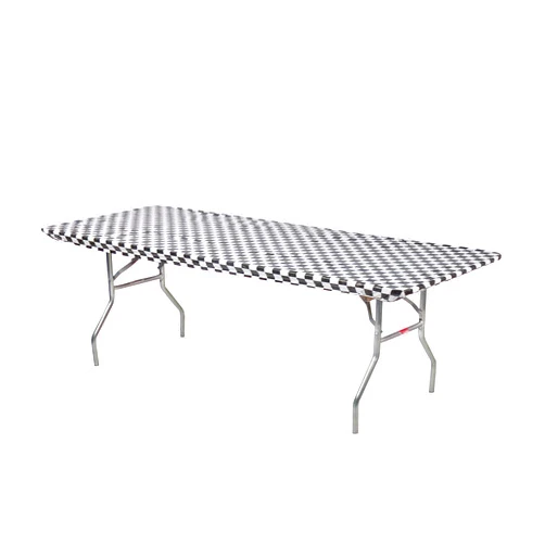 Designs by DaVal Kwik-Covers 10 Pack of Rectangular Plastic Table Covers - 6' Foot or 8' Foot Options - Indoor or Outdoor Fitted Table Covers (Table NOT Included) (Black & White Check, 30