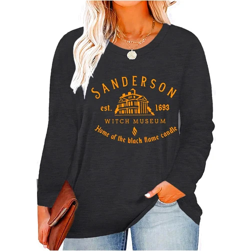 SECETKET Women Plus Size Halloween Shirts Sanderson Sisters Shirt Long Sleeve Hocus Pocus Halloween Tee Tops