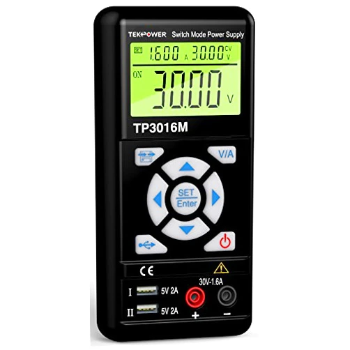 Tekpower TP3016M Portable Handheld Variable DC Power Supply with USB Port, 0.3V - 12V @ 0-3.75A or 0.3V-30V@ 1.6A with VC and CC Control, Upgraded TP3005D,HY3005, Mastech