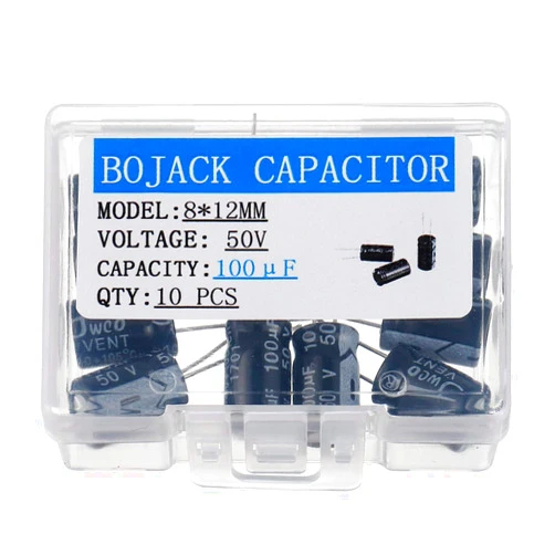 BOJACK 8X12mm 100uF 50V 100MFD 50Voltage ±20% Aluminum Electrolytic Capacitors (Pack of 10)
