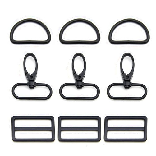 MELORDY 15Pcs Metal Swivel Snaps Hooks with D Rings and Tri-Glides Slide Buckles for Key Lanyard Purse Bag Straps Dog Collars DIY Sewing Hardware Craft (1-1/2 inch, Electrophoresis)
