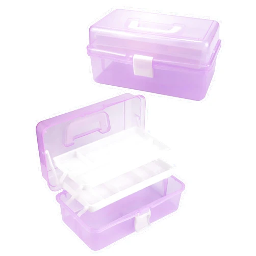 Eujqo Craft Storage Organizer Box Tackle Box Organizer Hair Accessories Organizer for Girls 3 Layer Plastic Tool Box Craft Carrying Case Medicine Box Sewing Supplies Organizer Snackle Box Container