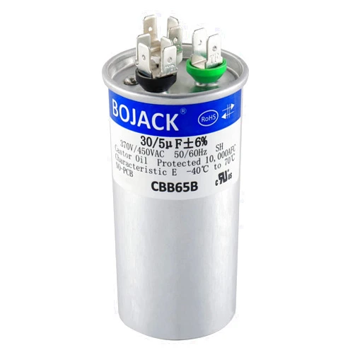 BOJACK 30+5uF 30/5MFD ±6% 370V/440V CBB65 Dual Run Circular Start Capacitor for AC Motor Run or Fan Start or Condenser Straight