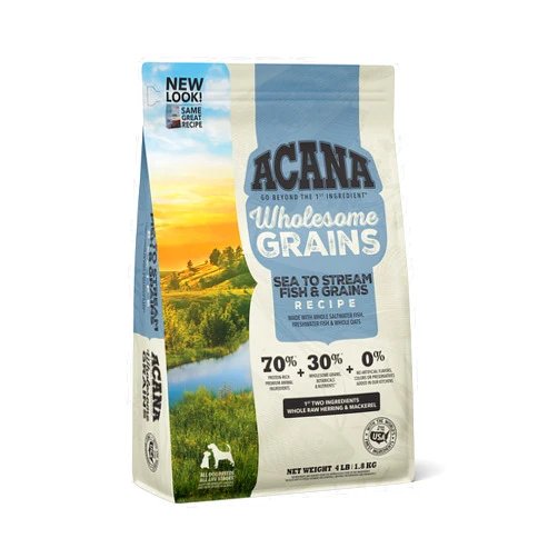 Acana High Protein Adult Dry Dog Food, Wholesome Grains and Grain Free Grains Fish 4 Pound