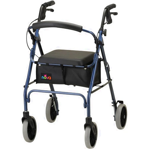 Nova Medical Products Rollator: Nova 4224, Zoom Rolling Walker - Blue