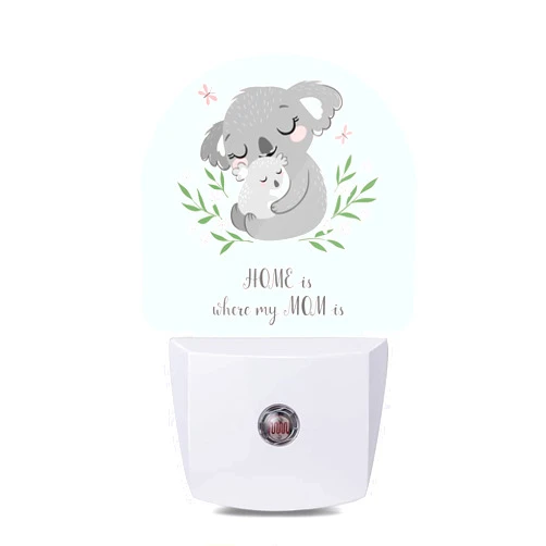 Axxitude Cute Koala Mom and Baby Night Lights Plug into Wall for Girls Boys Room,Night Light LED Lamp Dusk to Dawn Sensor Round Lamp for Bedroom Bathroom Hallway Home Wall Decor Nightlight