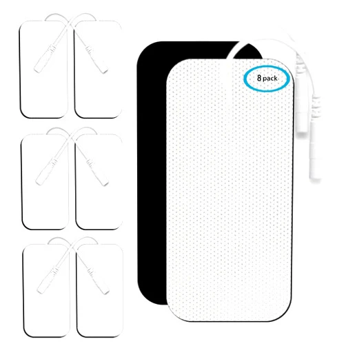 Anrlafie TENS Unit Replacement Pads Tens Unit Pads TENS Pads Replacement Pads Stim Pads Electrodes Pads 2''X4'' Oversized 8 Pcs Replacement Pads,Latex-Free,Reuse More Than 35-50 Time