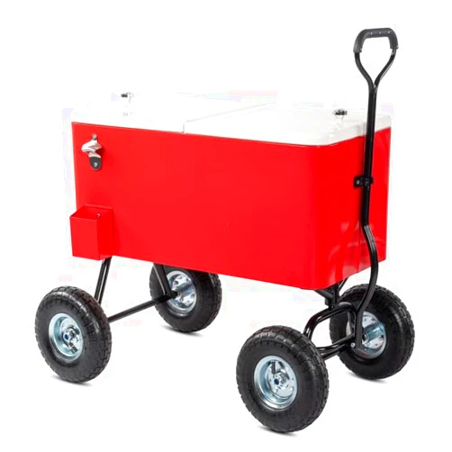 WISCLASS Garden Party Pro - 80Qt Insulated Cooler with Draining Convenience, Red and Milk White
