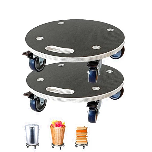 HBFBDRCT 15-Inch Round Wood Platform Dolly with TPR Silent 2