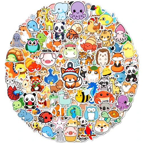 Pcnearty 200 Pcs Animal Stickers for Kids, Cute Water Bottle Stickers for Kids Waterproof, Vinyl Laptop Kid Sticker Pack, Kid Classroom Prizes for Elementary Students