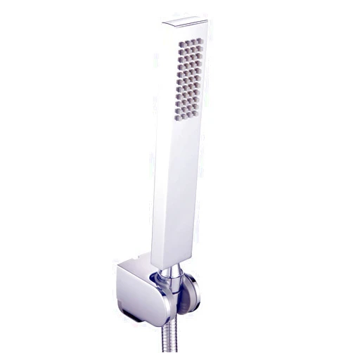Ownace Square Solid Brass Hand Held Shower Head With Wall Connector Holder and Hose Set (Chrome)