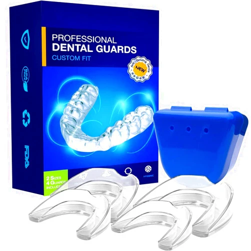 NEOMEN Mouth Guard for Teeth Grinding: Nighttime Dental Guard for Clenching, Anti-Snoring, and TMJ Relief - BPA Free, Moldable, Includes 4 Guards for Adults & Kids with Case