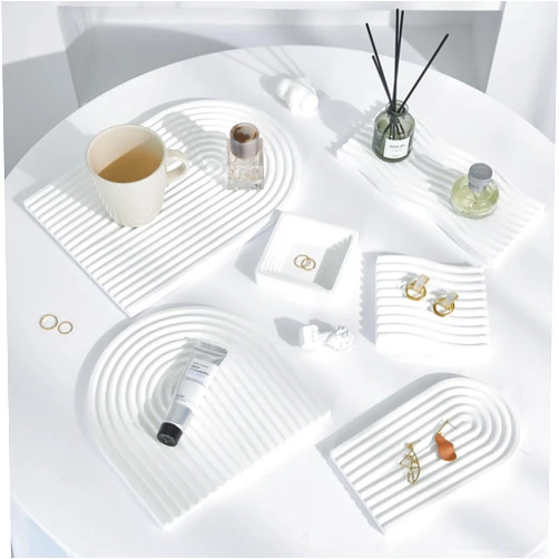 Exzycke 6PCS Original Design Product Photography Background Props Waterproof Hard Aromatherapy Gypsum Cube Props for Photoshoot (Snow White Silver)