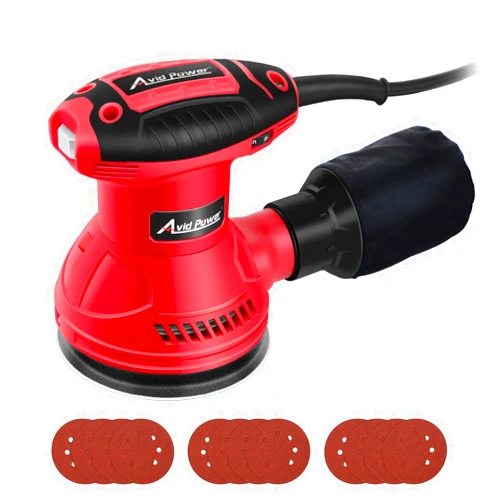 AVID POWER Orbital Sander 3.0 Amp 5 Inch Electric Sander Tool 6 Variable Speeds Random Orbit Sander for Woodworking, 7000-14000 RPM, 12 Pcs Sandpapers
