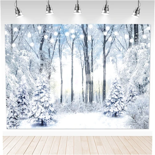 Mocsicka Winter Wonderland Backdrop 7x5ft Winter Snowy Forest Frozen Snowflake Party Decorations Photo Backdrops Winter Snow Scene Landscape Natural Scenery Photography Background