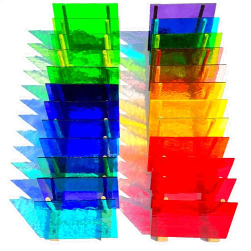 PALJOLLY 24 Sheets Rainbow Transparent Stained Glass Sheet Value Pack, 6 X 4 inches Cathedral Art Glass Mosaic Tiles for Crafts, Stained Glass Supplies for Stained Glass or Mosaic Projects