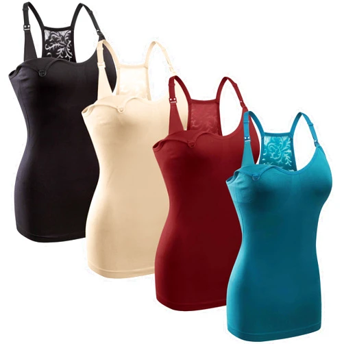 GXXGE 4Pack Women's Nursing Tank Top Cami Nursing Maternity Bra Breastfeeding Shirts with Adjustable Straps