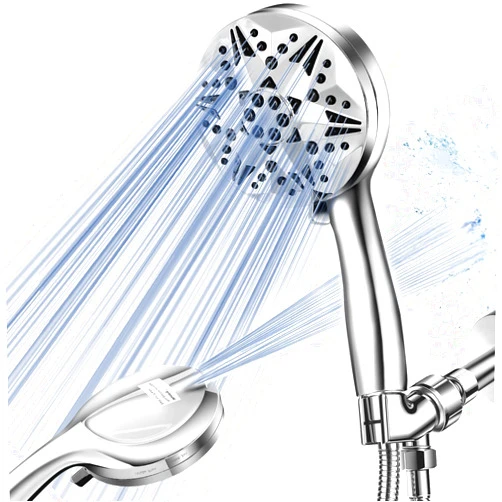 NHOWIN Anti-clogging Shower Head, 10 Functions High Pressure Shower Head with handheld Built-in Power Spray to Clean Corner, Tub & Pets, Stainless Steel Hose Adjustable Bracket