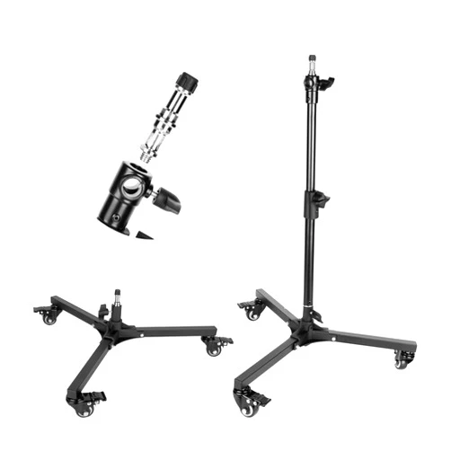 Hahawalker Photography Light Stand Base with Casters,Wheeled Floor Light Stand, Foldable Low-Angle/Tabletop Shooting Base Stand for Studio Monolight,Reflector,Diffuser...