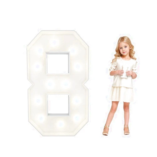 FAYLISVOW 3FT Marquee Light up Number 8 White Marquee Numbers with Lights for Birthday Party Large Mosaic Frame Letter Cardboard Pre-Cut Giant Cut-Out Thick Foam Board Sign Diy Decorations Anniversary