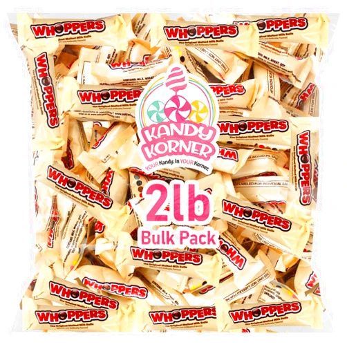 Kandy Korner Whoppers Malted Milk Balls Bulk Chocolate Candies - Delicious Chocolate Malt Balls Individually Wrapped Sweets Party Favors and Any Occasion - Perfect Movie Theater Candy for Kids and Adults (2 lb)