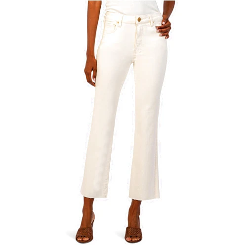 KUT from the Kloth Women's Kelsey High-Rise Ankle Flare with Raw Hem in Ecru