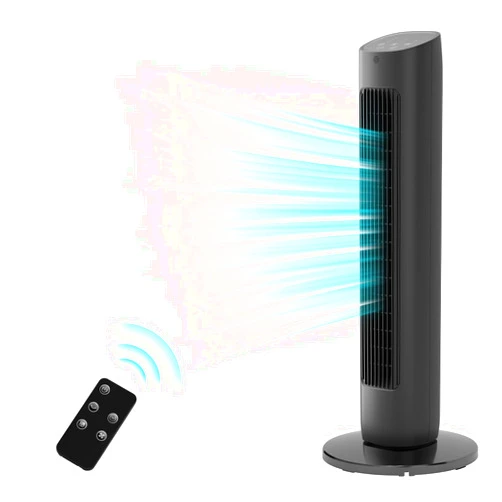 Antarctic Star Tower Fan 85°Oscillating Quiet Cooling 15H Timer Remote Control Powerful Standing 3 Wind Speed 2 Wind Modes LED Display Bladeless Portable LED Display,Bedroom Office, Black