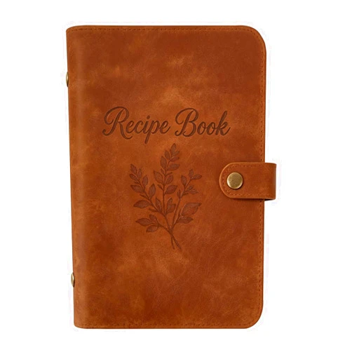 Dahey Blank Recipe Book Binder to Write in Your Own Recipes, Leather Family Recipe Journal Notebook with Long and Short Pages Empty Cookbook to Fill in 150 Recipes for Men Cooking Lover, Brown
