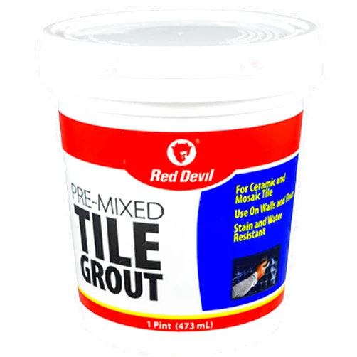 Red Devil 0428 Pre-Mixed Tile Grout - Professional Quality, Excellent Adhesion, Ideal for Wall & Floor Use - 1 Pint, White, Made in USA
