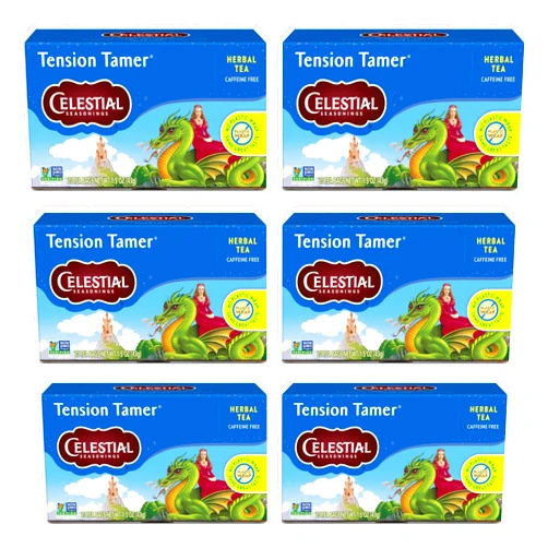Celestial Seasonings Tension Tamer Herbal Tea, Caffeine Free, 20 Tea Bags Box, (Pack of 6)