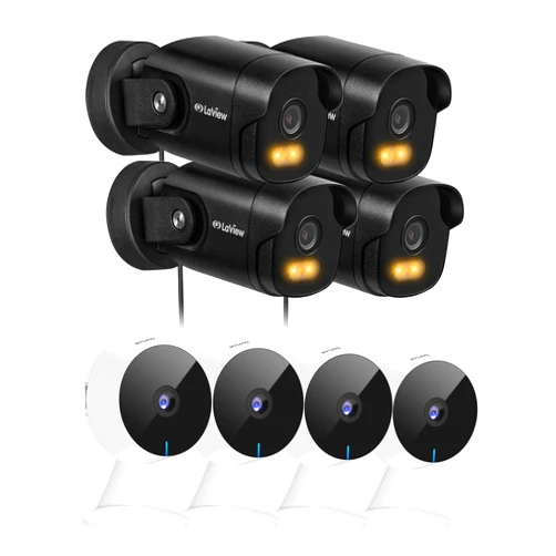 LaView Security Cameras 8pcs, Home Security Camera Indoor 1080P, Wi-Fi Cameras Wired for Pet, Motion Detection, Two-Way Audio, Night Vision, Phone App, Works with Alexa, iOS & Android & Web Access
