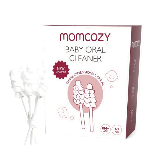 Momcozy Baby Tongue Cleaner Gauze, Baby Toothbrush Disposable Oral Cleaner, Toddler Toothbrush for Tooth Mouth Gum Clean, Infant Toothbrush Oral Cleaning Stick, Baby Oral Cleaner Newborn, 40 Count