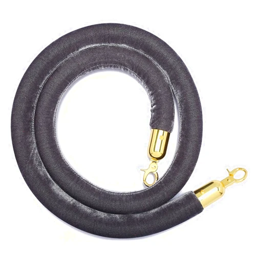 BIBOYA Velvet Crowd Control Stake Rope Barriers for Ceremony Outdoor, 5ft Long Hanging Rope Safety Barriers Decorative, Twisted Rope Barriers (Color : Dark Grey)