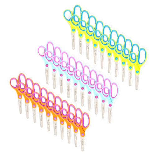 Blue Summit Supplies Kids Scissors, 30 Pack, Student Scissors with Comfort Grip, Bulk Safety Scissors for School and Classrooms, Orange, Blue, and Pink Children Scissors