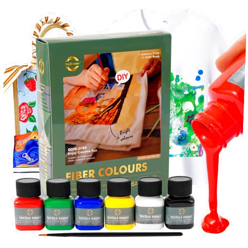 XINBOWEN Xin Bowen Fabric Paint 6 Colors Soft Textile Paint in Bottles (30ml/1.01oz) Non Toxic Permanent Clothing Paint Set for T-Shirts Shoes Jeans Bags DIY Projects&Art